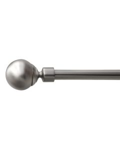 Extended curtain rod with metal knob, metalic, silver, Dia.16/19mm / 120-210 cm