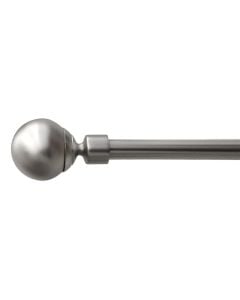 Extended curtain rod with metal knob, metalic, silver, Dia.16/19mm / 160-300 cm