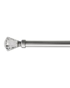 Extended curtain rod with glass knob, metalic, silver, Dia.25/28mm / 120-210 cm