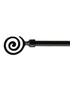 Extended curtain rod with metal knob, metalic, mat black, Dia.16/19mm / 120-210 cm