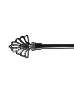 Extended curtain rod with metal knob, metalic, graphite gray, Dia.16/19mm / 120-210 cm