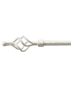 Extended curtain rod with metal knob, metalic, white/gold, Dia.16/19mm / 120-210 cm