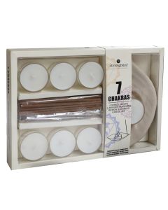Scented candle, wood and fruit aroma, white color, pack of 7