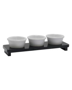 Bowl holder 3 places, melamine, black, 24x8xH6 cm