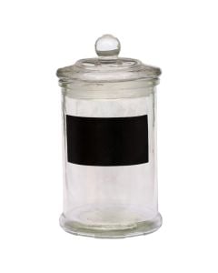 Jar with lid, glass, transparent, Dia 8 x H. 15 cm