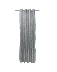 Full curtain with rings, polyester+linen, cream with design, 150x260 cm