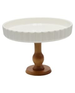 Cake holder, ceramic, white, Dia.22xH16 cm