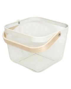 Serving basket, metal, white, 19x24 cm
