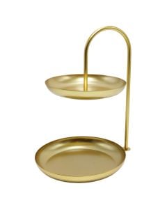 Stand with 2 layer, metal, gold, Dia20xH27 cm