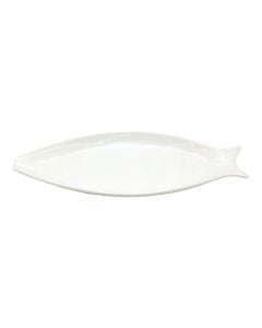 Fish plate, ceramic, white, 14.5x34.5x3 cm