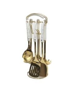 Set kitchen Accessories Service (PK 7), stainless, gold/white, Dia.14x40 cm