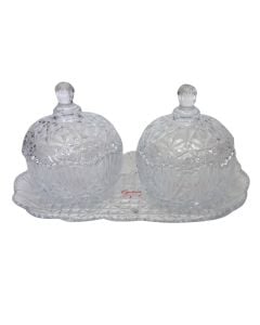 Candies holder (PK 2), glass, transparent, 26x15.5 cm
