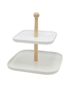 Stand 2 layer, ceramic, white, 19x25x10 cm