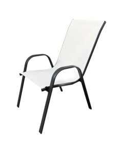 Armchair Stackable, metal/textile, white (off white), 54x42xH93 cm
