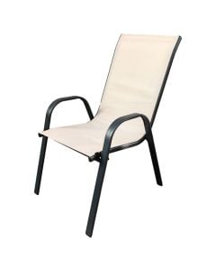 Armchair Stackable, metal/textile, beige, 54x42xH93 cm