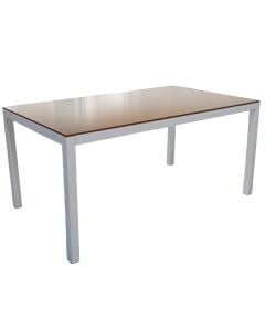 Table with tempered glass top, aluminum, light beige, 90x160xH75 cm