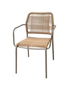 Armchair Sumy, metal/rattan PE, taupe/brown, 43x47xH79 cm