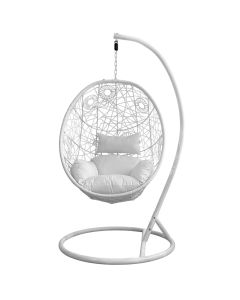 Swing, metal/PE rattan, white/beige, 72x105xH195 cm