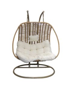 Double swing, metal/PE rattan, black/gray, 105x166xH186 cm