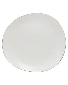 Deformed serving plate, ceramic, white, 27x25 cm