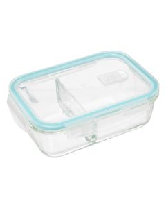 Hermetic bowl with compartment, glass, transparent, 21.5x15.5x7.5 / 100 ml