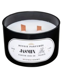 Scented candle with 2 wicks Snow, paraffin/glass, black, Dia.12xH8 cm / 470 gr