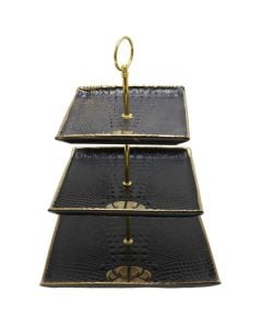Stand with 3 layer, ceramic, black, 20x30 cm