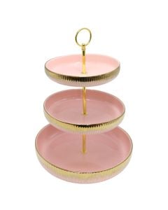Stand with 3 layer, ceramic, pink, Dia.30 cm