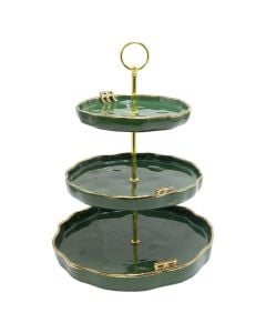 Stand with 3 layer, ceramic, green, Dia.30 cm