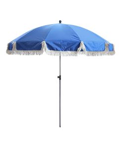 Beach/pool umbrella, metal/polyester, blue, Dia.2.5 mt, tube 2.7 cm, foldable structure 45⁰
