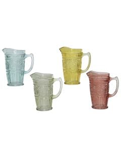 Water/juice carafe, glass, different colors, 12.5xH23 cm / 1.5 Lt