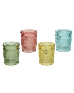 Water/juice glass, glass, different colors, Dia.7.9xH10 cm / 300 ml