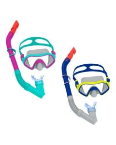 Bestway Tubular Swimming Mask Set, Polycarbonate/Plastic, 2 Assorted Colors, 7+ Years