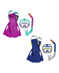 Swimming mask set with tube and paddles Bestway, polycarbonate/plastic, 2 different colors, no. 37-41 / 7+ years