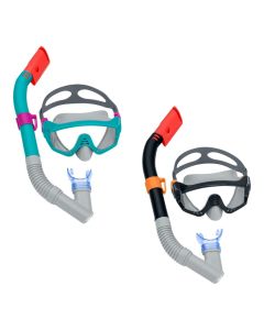 Bestway Swim Mask Set with Tube, Polycarbonate/Plastic, 2 Assorted Colors, 14+ Years