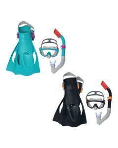 Swimming mask set with tube and paddles Bestway, polycarbonate/plastic, 3 different colors, no. 41-46 / 14+ years
