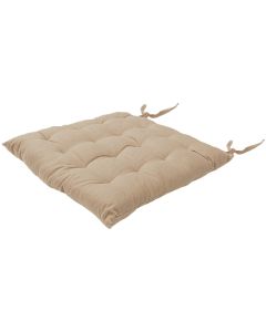 Chair cushion with laces, cotton, simple taupe, 40x40xH3 cm
