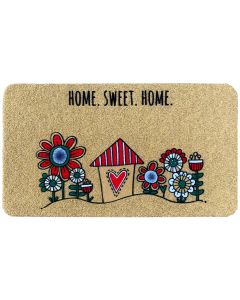 Clever door mat, nylon/vinyl polyester, beige with designs, 40x70 cm, 10 mm, 3.60 kg/mt2