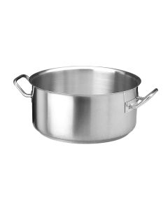 Induction shallow pot with two handles, 18/10 stainless steel, silver, Dia.28xH12cm/7.3L