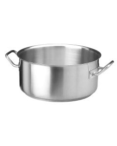 Induction shallow pot with two handles, 18/10 stainless steel, silver, Dia.32xH15cm/12L