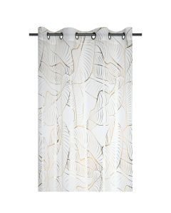 Patras net curtain with rings, polyester, white and gold, 140x260 cm