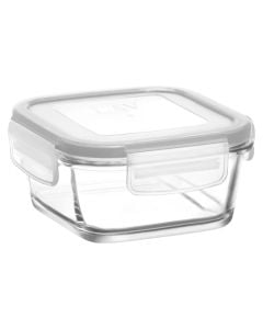 Hermatick food container with locked lid Fresco, glass, transparent, 11.5 x 11.5 x H 5.3 cm / 375 cc