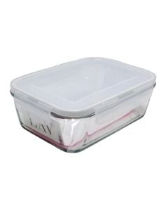 Hermatick food container with locked lid Fresco, glass, transparent, 17.5 x 12.6 x H 5.6 cm / 800 cc