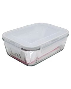 Hermatick food container with locked lid Fresco, glass, transparent, 20.1 x 14.6 x H 6.2 cm / 1200 cc