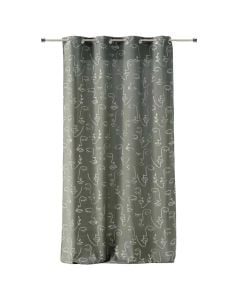 Curtain with eyelets, 100% polyester, khaki/silver, 140x260 cm