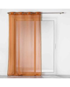 Net curtain with rings, 100% polyester, terracotta orange, 140x240 cm