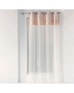 Net curtain with rings, 100% polyester, white and pink, 140x240 cm
