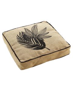 Floor cushion, jute, beige/black, 45x45x8 cm
