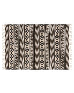 Rrugicë, 85% pambuku dhe 15% jute, bezhë/e zezë, 120x170 cm