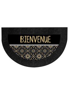 Door mat Bienvenue half moon, rubber, black/gold, 45x75 cm